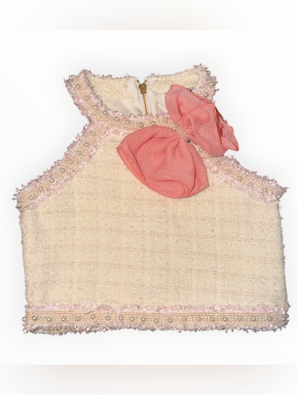 Authentic Mia Belle Girls (BMG) Cream Tweed Halter TOP Only